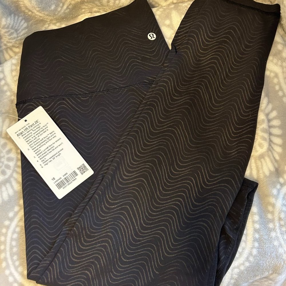 NWT Lululemon Align High-Rise Pant 28" - size 18 - Aqueous Emboss Black